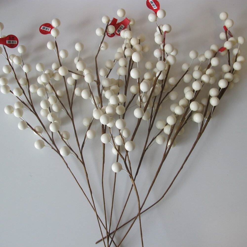 Hobby Lobby White decorative holiday berry branches NWT